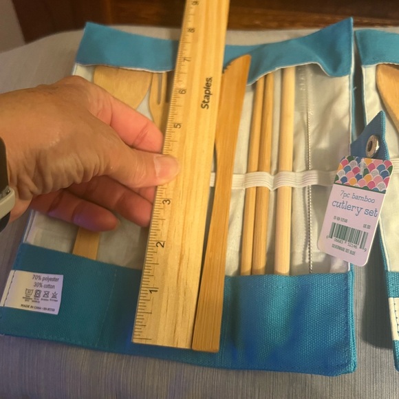 Bambo 7 Piece Cutlery Set, 2 Sets, wraps closed & snaps, new with tags - Picture 4 of 6